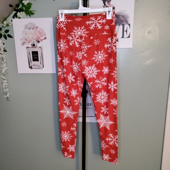 Red & White Snowflake Leggings - Picture 3 of 6